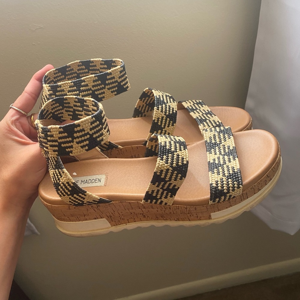 Steve Madden BANDI Cork Platform Sandals Strappy Bohemian Size 10